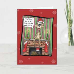 Cartão De Festividades Funny Christmas Cards: Guard dog on duty