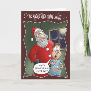 Cartão De Festividades Funny Christmas Cards: Knows when you’re awake