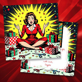 Cartão De Festividades Funny Christmas, Coffee and Panic Retro Humorous