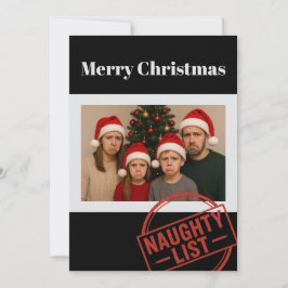 Cartão De Festividades Funny Christmas Naughty List Family Photo Holiday