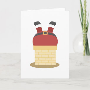Cartão De Festividades Funny Christmas Santa Claus Stuck in Chimmey