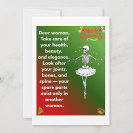 Cartão De Festividades Funny Christmas Skeleton Wishes for woman