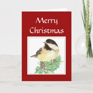 Cartão De Festividades Funny Christmas " Times are Tough" Chickadee Bird