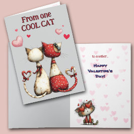 Cartão De Festividades Funny Cool Cat Valentine Card