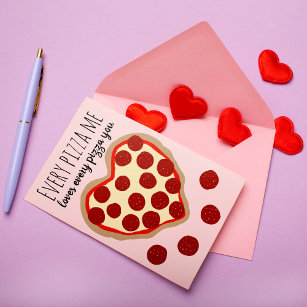 Cartão De Festividades Funny Cute Pizza Heart Valentine's Day Greeting