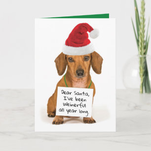 Cartão De Festividades Funny Dachshund Wishing You a Wienerful Christmas