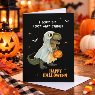 Cartão De Festividades Funny Dinosaur Halloween Greeting Card