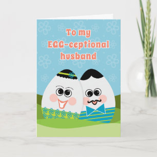 Cartão De Festividades Funny Easter Card for Husband Silly Eggs in Grass