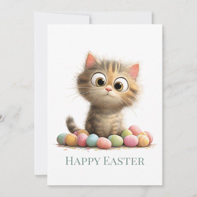 Cartão De Festividades Funny Easter Cat Flat Greeting Card (Frente)