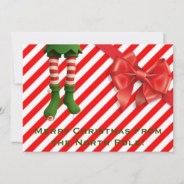 Cartão De Festividades Funny Elf Legs Holiday Card | North Pole Mischief  (Frente)