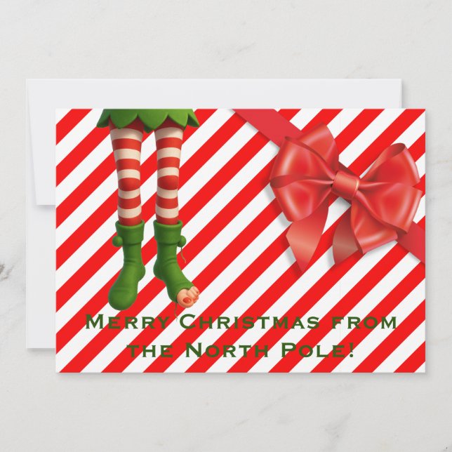 Cartão De Festividades Funny Elf Legs Holiday Card | North Pole Mischief  (Frente)