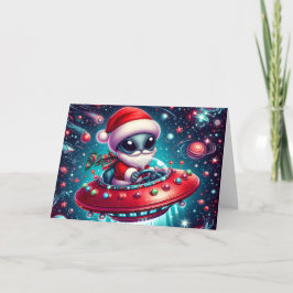 Cartão De Festividades Funny Extratressial Santa Christmas