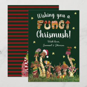 Cartão De Festividades Funny Green Festivo Mushroom Fungi Natal Pun