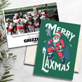 Cartão De Festividades Funny Green Merry Laxmas Equipe de Lacrosse Natal