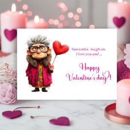 Cartão De Festividades Funny Grumpy Lady Valentine Card Bright Colors