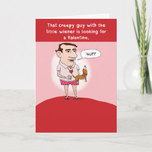 Cartão De Festividades Funny Guy Holding Wiener Dog Valentine's Day