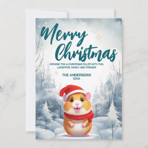 Cartão De Festividades Funny Hamster Merry Xmas árvore de neve Festa de N