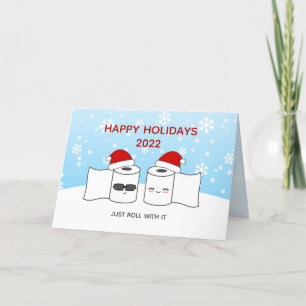 Cartão De Festividades Funny Just Roll With It Toilet Paper Couple