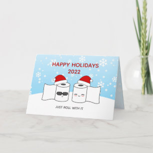 Cartão De Festividades Funny Just Roll With It Toilet Paper Couple