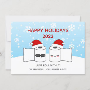 Cartão De Festividades Funny Just Roll With It Toilet Paper Couple