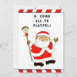 Cartão De Festividades Funny Lacrosse Christmas<br><div class="desc">Cartões criativos de cartões de natal de Natal de lacrosse,  com Papais noeis de lax stick. Editar texto para personalizar.</div>