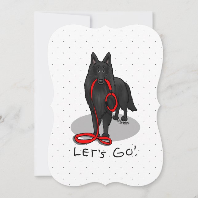 Cartão De Festividades Funny Let's Go! Walk Belgian Sheepdog (black 1) (Frente)
