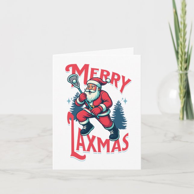Cartão De Festividades Funny Merry Laxmas Lacrosse Christmas Card (Frente)