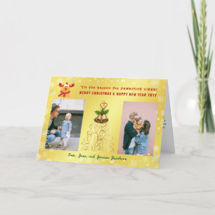 Cartão De Festividades Funny Pawsitive Rudolph 2 Fotografias Ouro