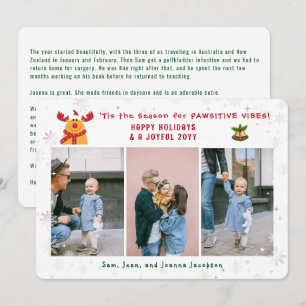 Cartão De Festividades Funny Pawsitive Rudolph Minimalista 3 Fotos Modern