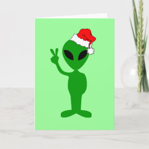 Cartão De Festividades Funny peace alien santa