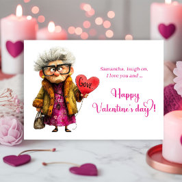 Cartão De Festividades Funny Quirky Grumpy Old Lady Valentine Card