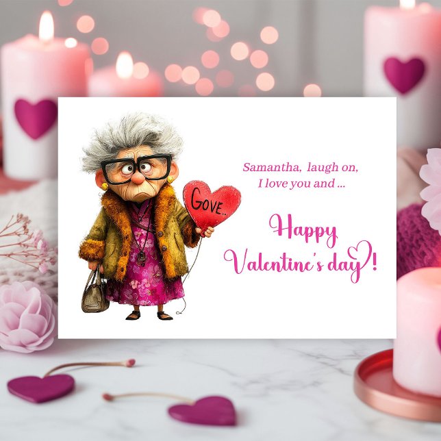 Cartão De Festividades Funny Quirky Grumpy Old Lady Valentine Card (Funny Quirky Grumpy Old Lady Valentine Card)