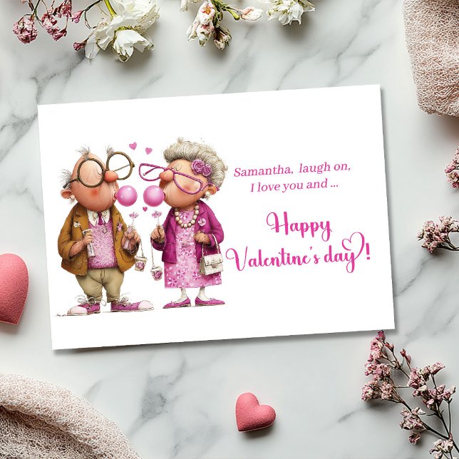 Cartão De Festividades Funny Quirky Valentine Card Colorful Couple (Funny Quirky Valentine Card Colorful Couple)