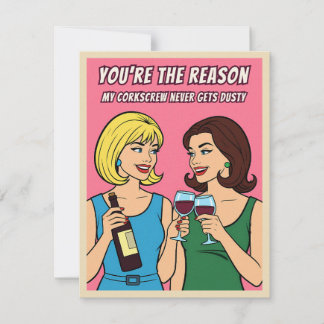 Cartão De Festividades Funny Retro Vintage Wine Humor BFF Pop Art Card