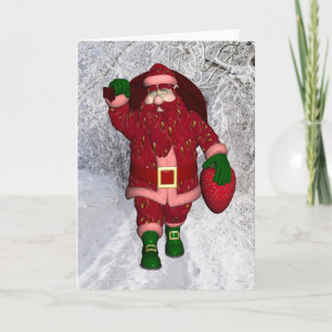 Cartão De Festividades Funny Santa Claus Strawberry Farmer