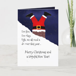 Cartão De Festividades Funny Santa Claus Stuck Chimney Hopeful Christmas