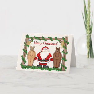 Cartão De Festividades Funny Santa Clause with Horses Merry Christmas