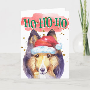 Cartão De Festividades Funny Sheltie dog Santa hat yappy howlidays