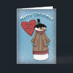 Cartão De Festividades Funny Snowman<br><div class="desc">Esta design engraçada e caprichosa com bonitinho bonitinho de neve e coração é um design excelente para seus cartões de natal :) Vocês família e amigos vão gostar deste lindo desenho. Se você quiser alterar a cor ou a fonte do texto ou talvez adicionar uma imagem ao dentro ou à...</div>