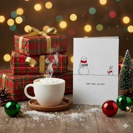 Cartão De Festividades Funny Snowman vs Rabbit Christmas