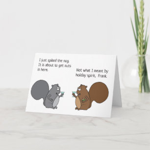 Cartão De Festividades Funny Squirrel Christmas Card Egg Nog