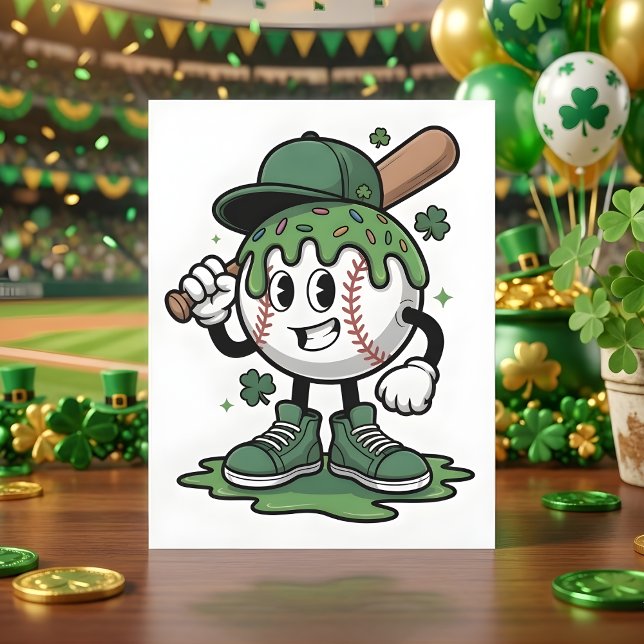 Cartão De Festividades Funny St Patrick Days Baseball Design (Criador carregado)