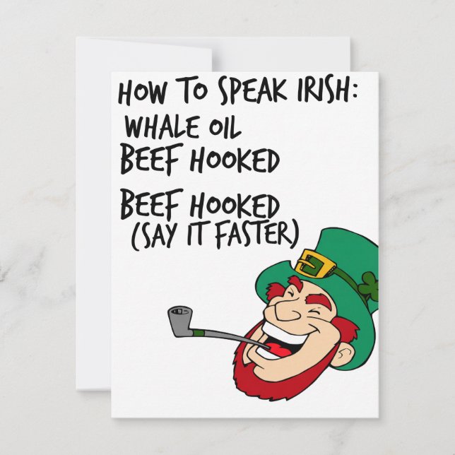 Cartão De Festividades Funny St Patricks Day Irish Accent  (Frente)