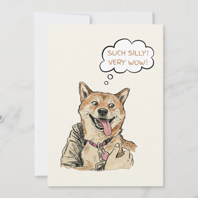 Cartão De Festividades Funny "Such Silly Very Wow" Shiba Inu Doge MemeArt (Frente)