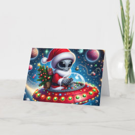Cartão De Festividades Funny UFO Alien Helpers Christmas