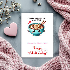 Cartão De Festividades Funny Valentine Card with Cute Cartoon Food Humor