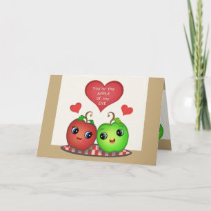 Cartão De Festividades Funny Valentine's Day Apple Love Greeting Card