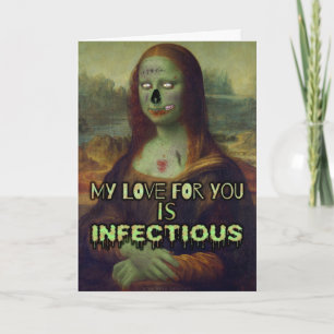 Cartão De Festividades Funny Valentine's Day Zombie Mona Lisa Love