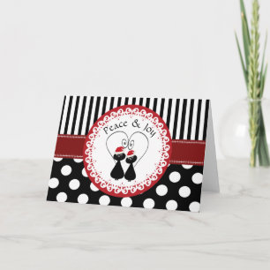 Cartão De Festividades Funny whimsical Christmas cat couple pattern