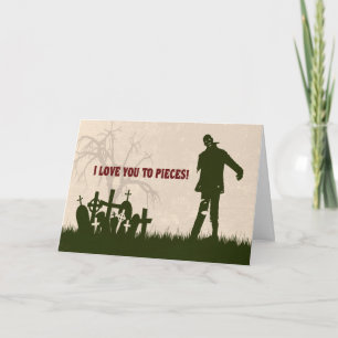Cartão De Festividades Funny Zombie in Cemetery Valentine’s Day Card